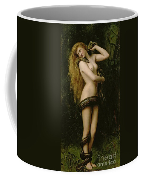 Nude; Female; Snake; Long Hair; Pre-raphaelite; Lilith Coffee Mug featuring the painting Lilith by John Collier