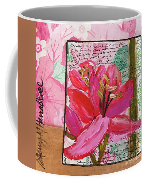Tiger Lily Coffee Mug featuring the painting Lily Pink by Sherry Harradence