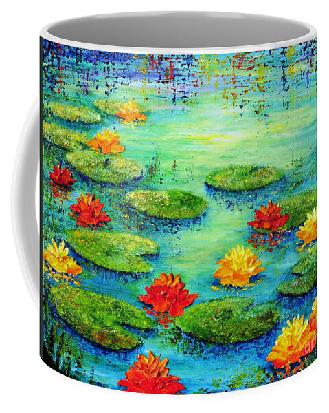 Lily Coffee Mug featuring the painting Lily Pond by Teresa Wegrzyn