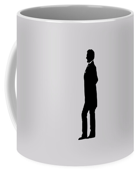 Abraham Lincoln Coffee Mug featuring the digital art Lincoln Silhouette and Signature by War Is Hell Store