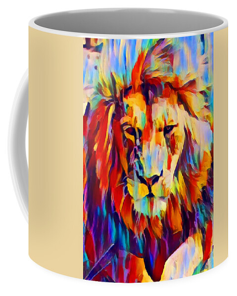Lion Coffee Mug featuring the painting Lion by Chris Butler