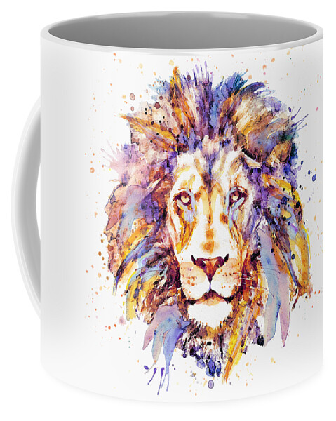 Lion Coffee Mug featuring the painting Lion Head by Marian Voicu