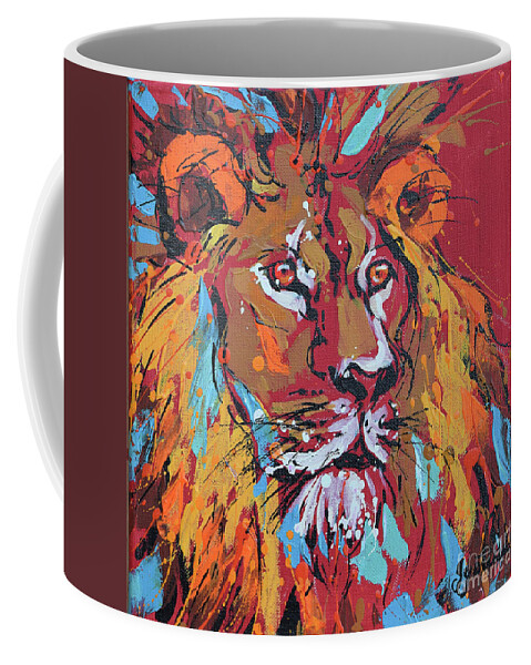  Coffee Mug featuring the painting Lion by Jyotika Shroff