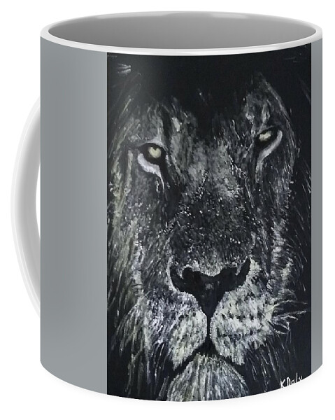 Lion Coffee Mug featuring the painting Lion by Kevin Daly