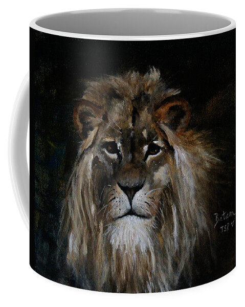 Barbie Batson Coffee Mug featuring the painting Sargas the Lion by Barbie Batson