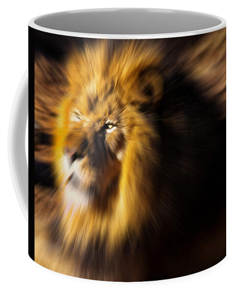 Lion Coffee Mug featuring the digital art Lion The King is Comming by Flees Photos