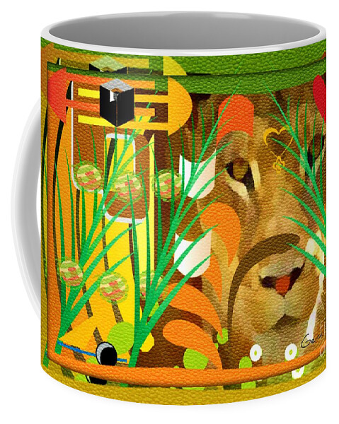 Lion Coffee Mug featuring the mixed media LionHearted by Gena Livings
