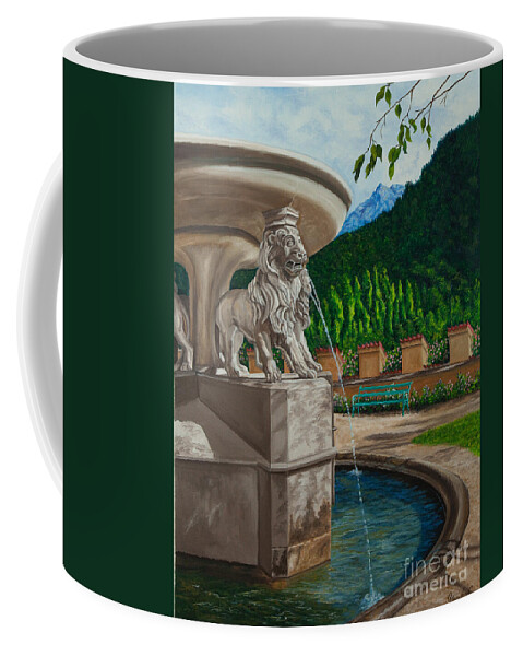 Germany Art Coffee Mug featuring the painting Lions of Bavaria by Charlotte Blanchard