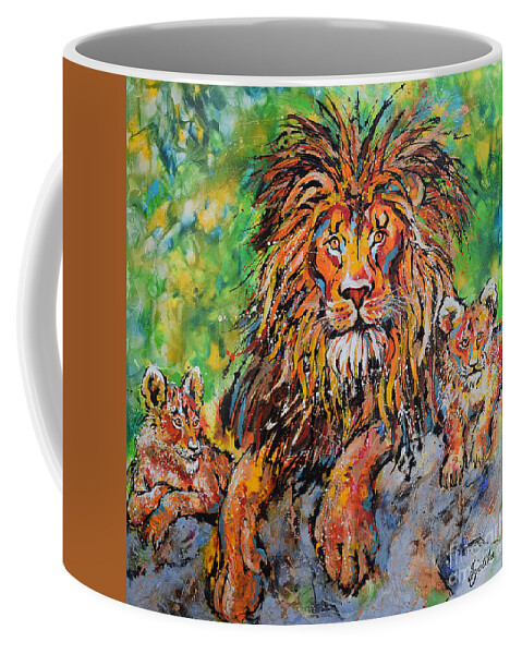  Coffee Mug featuring the painting Lion's Pride by Jyotika Shroff