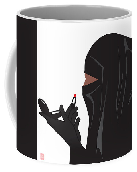 Lipstick Coffee Mug featuring the digital art Lipstick Niqabi by Scheme Of Things Graphics