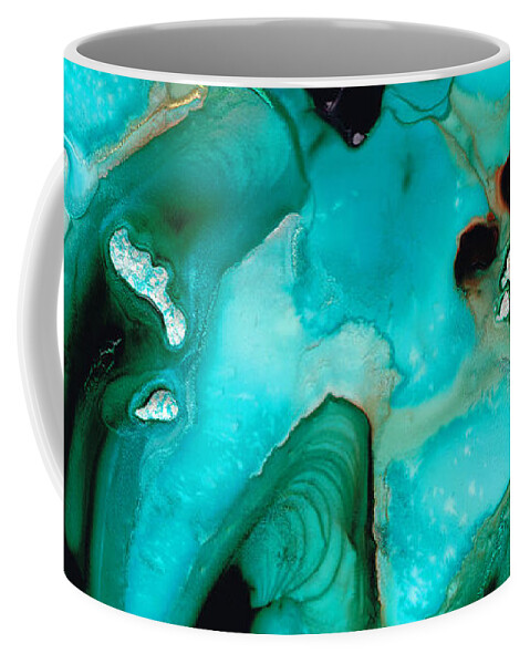 Aqua Coffee Mug featuring the painting Liquid Art - Aqua Dance - Sharon Cummings by Sharon Cummings