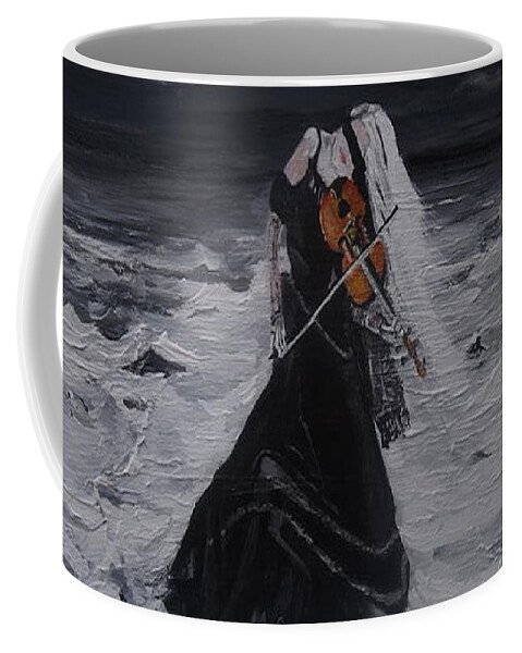 Acrylic Portrait Coffee Mug featuring the painting Listen by Denise Morgan