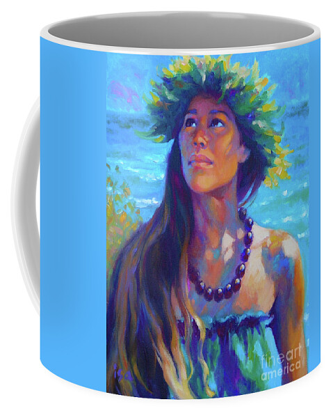 Hawaiian Coffee Mug featuring the painting Listening to Aumakua by Isa Maria