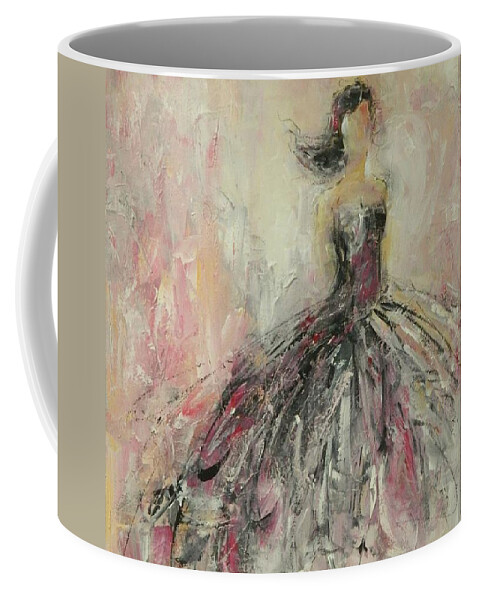 Woman Coffee Mug featuring the painting Little Black Dress by Dan Campbell