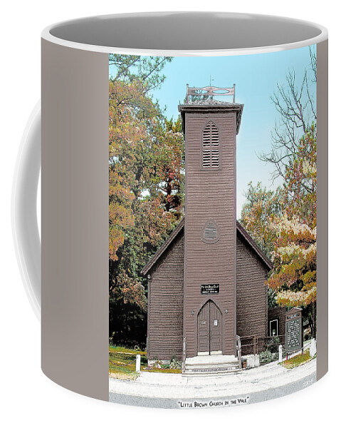 Little Brown Church Coffee Mug featuring the mixed media Little Brown Church by Greg Joens