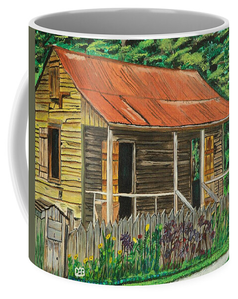 Little Cabin Coffee Mug featuring the painting Little Cabins by David Bigelow