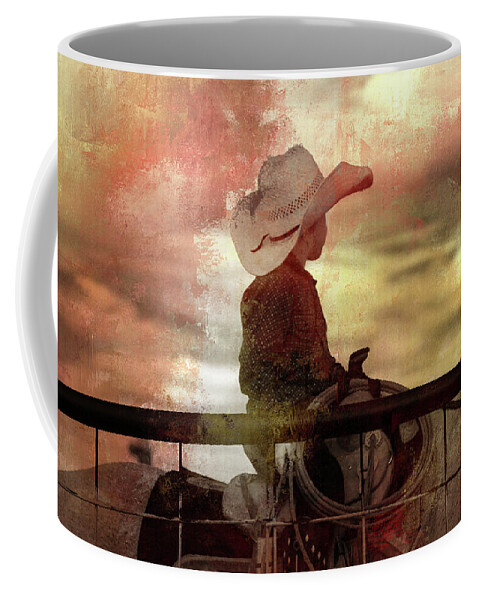 Cowboy Coffee Mug featuring the photograph Little Cowboy Ready To Rope by Toni Hopper