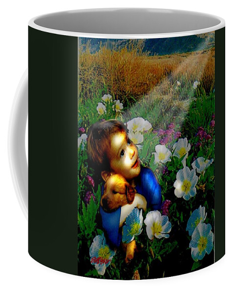 A Small Boy Loses His Puppy. Searches All Day. Finds Sick Puppy In The Rain. Now Both Are Lost Until Coffee Mug featuring the digital art Little Dog Lost by Seth Weaver