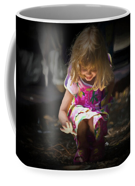 Little Girl Coffee Mug featuring the digital art Little girl with uplight by Sheila Smart Fine Art Photography