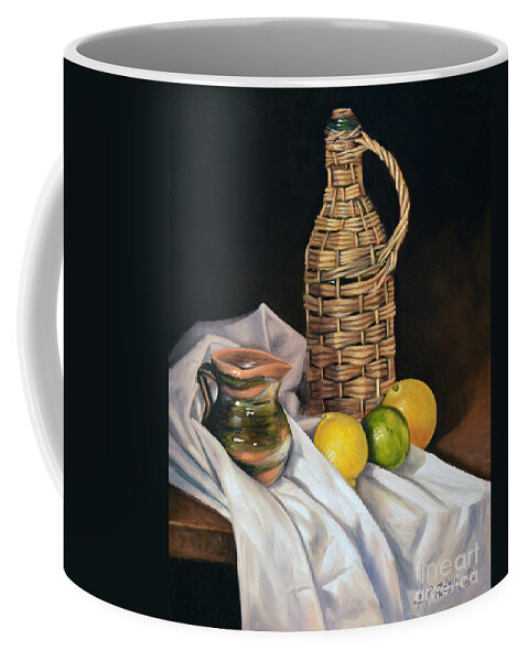 Wicker-bottle Coffee Mug featuring the painting Little Green Jug by Ricardo Chavez-Mendez