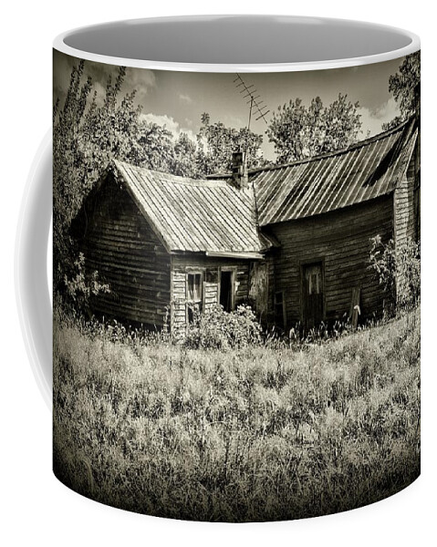 Paul Ward Coffee Mug featuring the photograph Little Red Farmhouse in black and white by Paul Ward