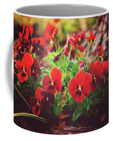 Pansies Coffee Mug featuring the photograph Little Red Pansies by Toni Hopper