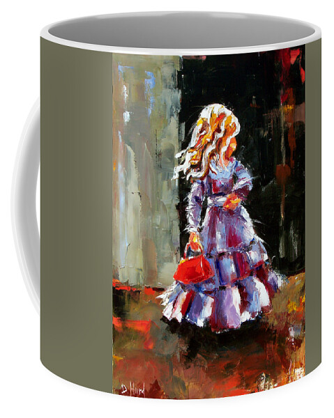 Girl Coffee Mug featuring the painting Little Red Purse by Debra Hurd