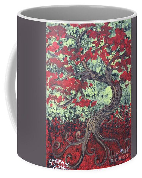 Red Tree Coffee Mug featuring the painting Little Red Tree Series 3 by Stefan Duncan