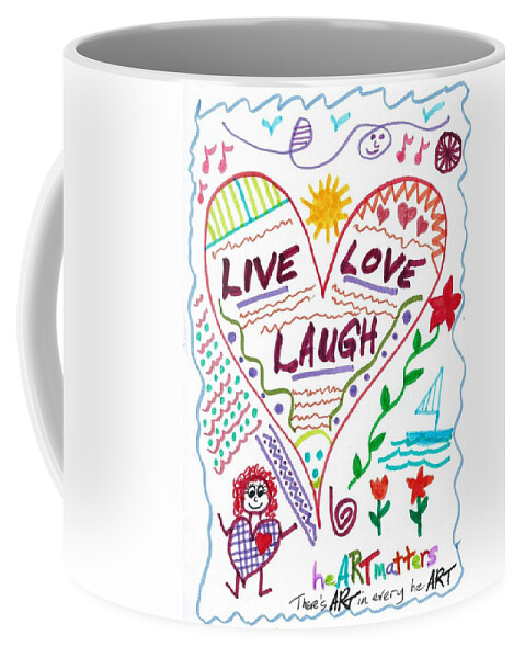 Doodle Art Coffee Mug featuring the drawing Live Love Laugh by Susan Schanerman