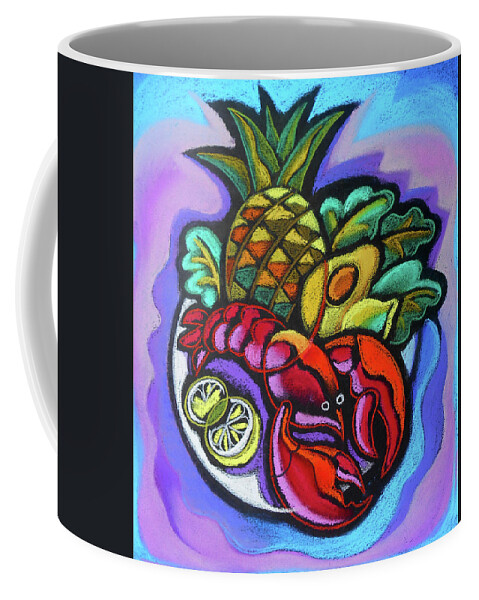  Lemon Seafood Lobster Shrimp Food Lettuce Plate Coffee Mug featuring the painting Lobster And Salad by Leon Zernitsky