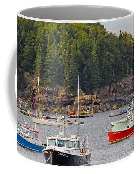 Lobster Boats Coffee Mug featuring the photograph Lobster Boats in Bar Harbor by Jack Schultz