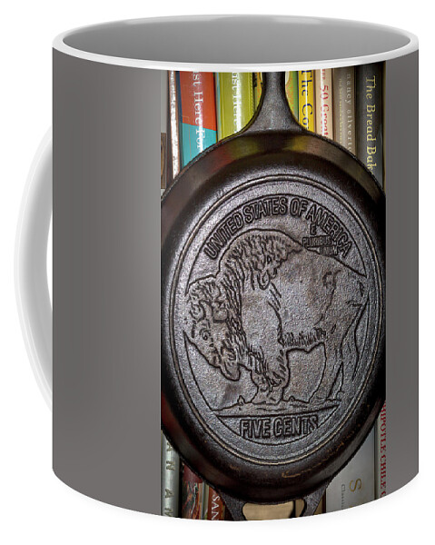 Black Coffee Mug featuring the photograph Lodge Buffalo Nickle Back by Shawn Jeffries