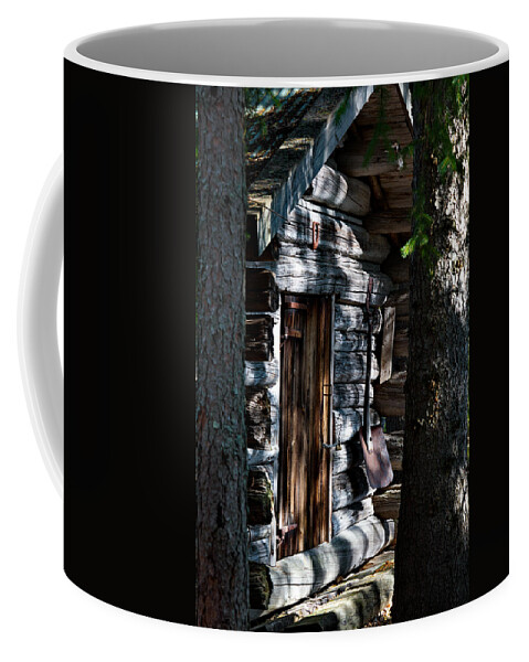 Architecture Coffee Mug featuring the photograph Log house in a forest by Ulrich Kunst And Bettina Scheidulin