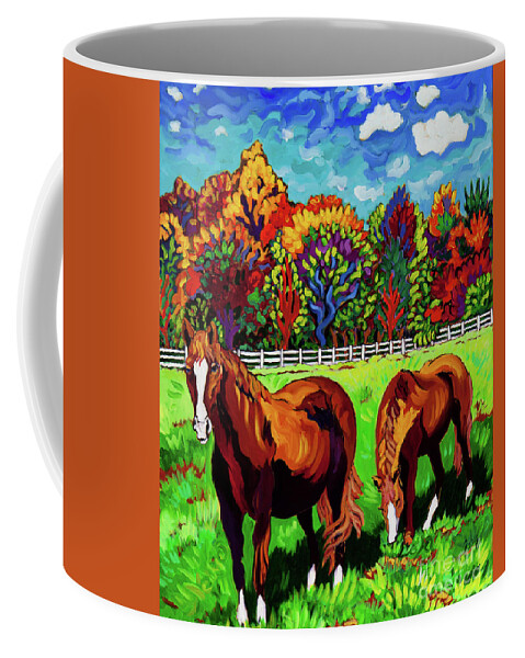 Horses Coffee Mug featuring the painting Lola and Xena by Cathy Carey