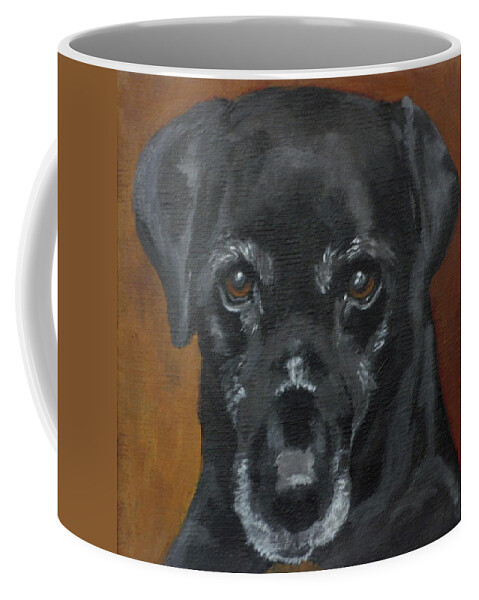 Black Labrador Coffee Mug featuring the painting Lola by Carol Russell