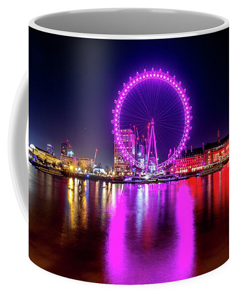 Cityscape Coffee Mug featuring the photograph London Eye with Love by Andrew Lalchan