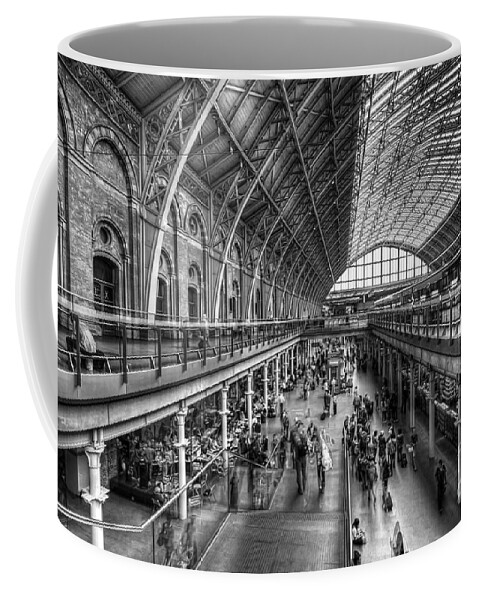 Art Coffee Mug featuring the photograph London Train Station BW by Yhun Suarez