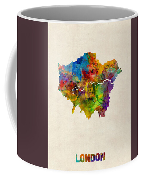 London Coffee Mug featuring the digital art London Watercolor Map by Michael Tompsett