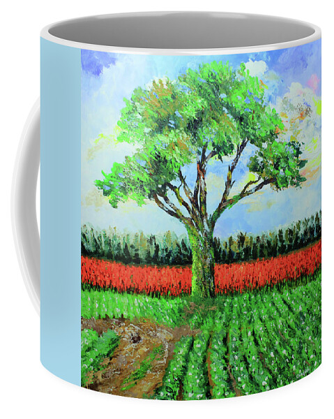 Solitary Tree Coffee Mug featuring the painting Lone Sentinel by Karl Wagner