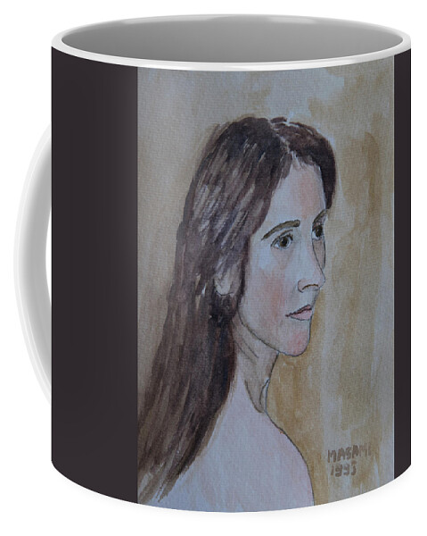  Portrait Coffee Mug featuring the painting Long Hair by Masami Iida