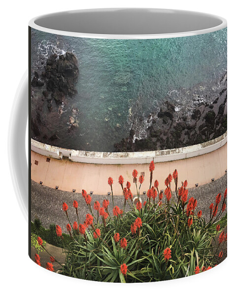 Kelly Hazel Coffee Mug featuring the photograph Looking Down, Angra do Heroismo, Terceira Island of Portugal by Kelly Hazel