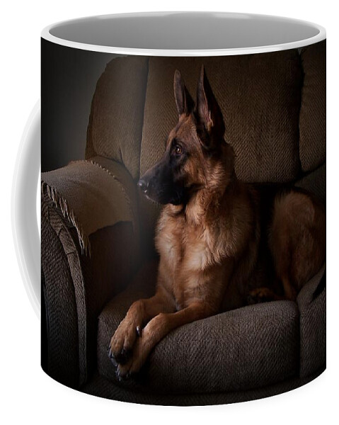German Shepherd Dogs Coffee Mug featuring the photograph Looking Out The Window - German Shepherd Dog by Angie Tirado