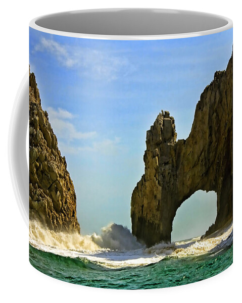 Los Coffee Mug featuring the photograph Los Arcos Waves by Randy Wehner