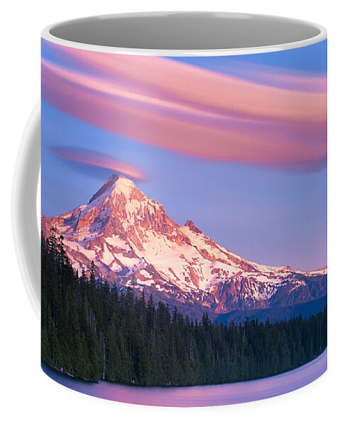 Mount Hood Lost Lake Oregon Dusk Sunset Summer Horizontal Cloud Blur Long Exposure Pacific Northwest Usa Mt. Coffee Mug featuring the photograph Lost Lake Sunset by Patrick Campbell