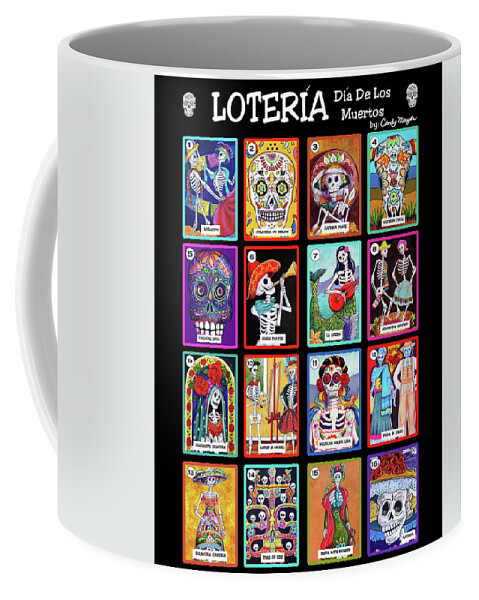 Dia De Los Muertos Coffee Mug featuring the painting Loteria Dia de los Muertos by Candy Mayer