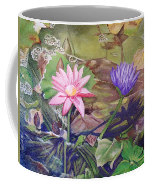 Lotus Coffee Mug featuring the painting Lotus Flowers of Thailand by Jodi Higgins