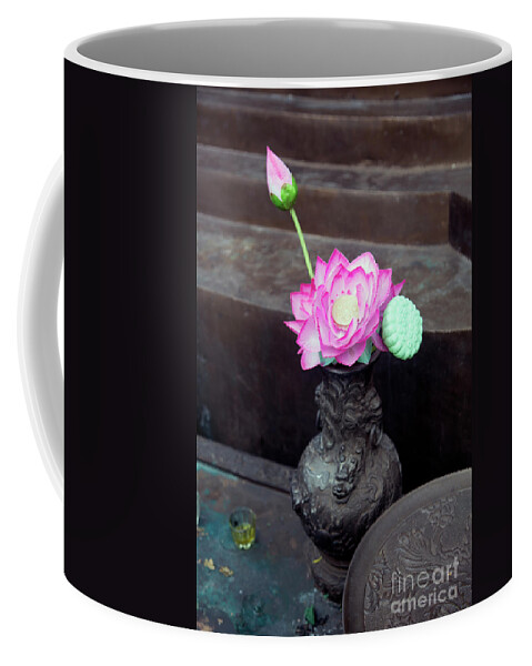 Lotus Coffee Mug featuring the photograph Lotus Flowers Vase Hanoi by Chuck Kuhn