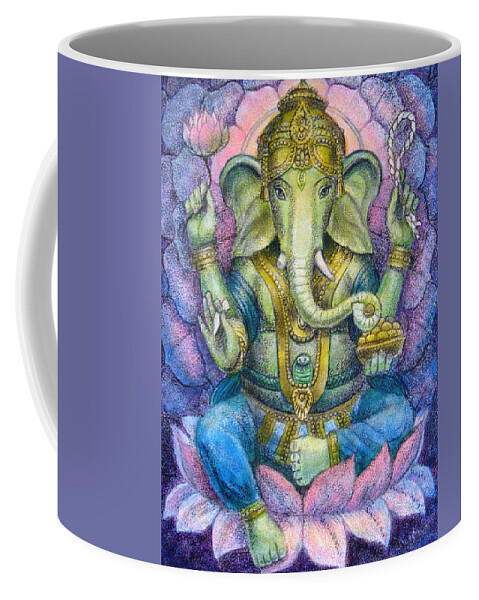 Lord Ganesha Coffee Mug featuring the painting Lotus Ganesha by Sue Halstenberg