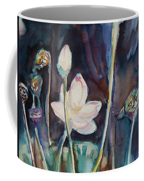 Watercolor Coffee Mug featuring the painting Lotus Study II by Xueling Zou