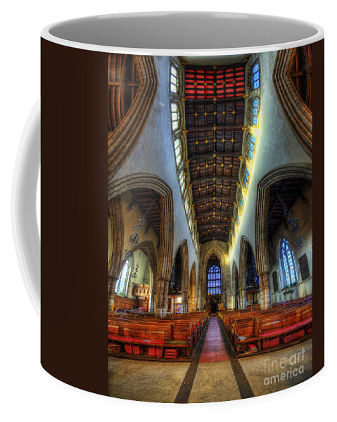 Yhun Suarez Coffee Mug featuring the photograph Loughborough Church - Nave Vertorama by Yhun Suarez